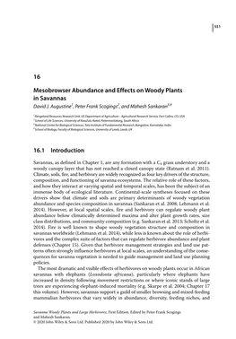 Mesobrowser Abundance and Effects on Woody Plants in Savannas David J