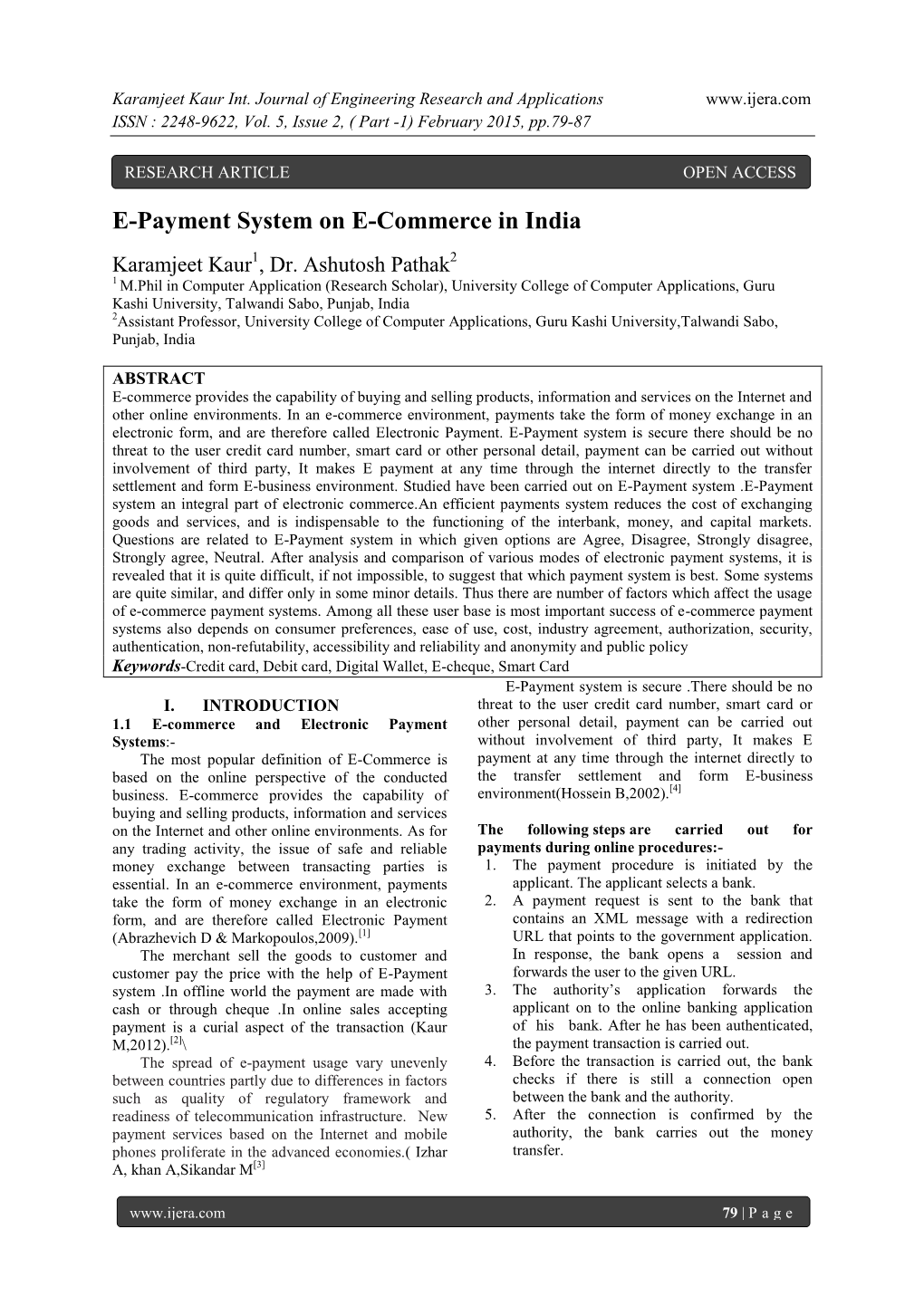 E-Payment System on E-Commerce in India