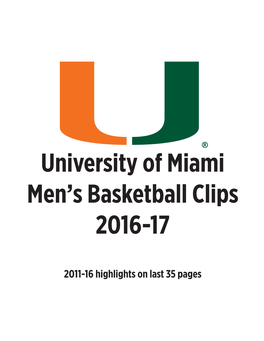 University of Miami Men's Basketball Clips 2016-17