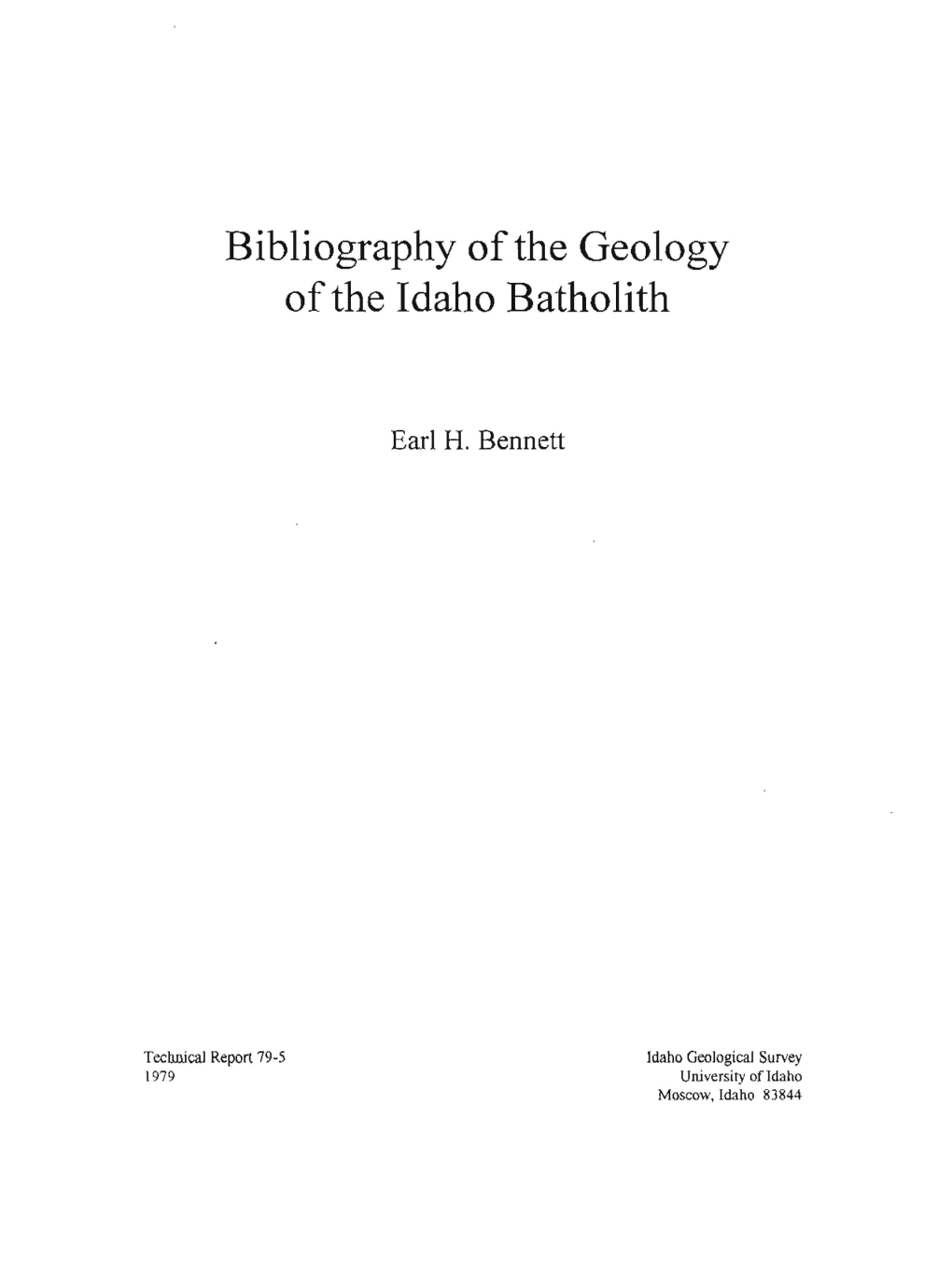 Bibliography of the Geology of the Idaho Batholith