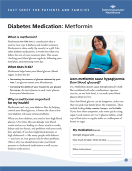 Diabetes Medication: Metformin