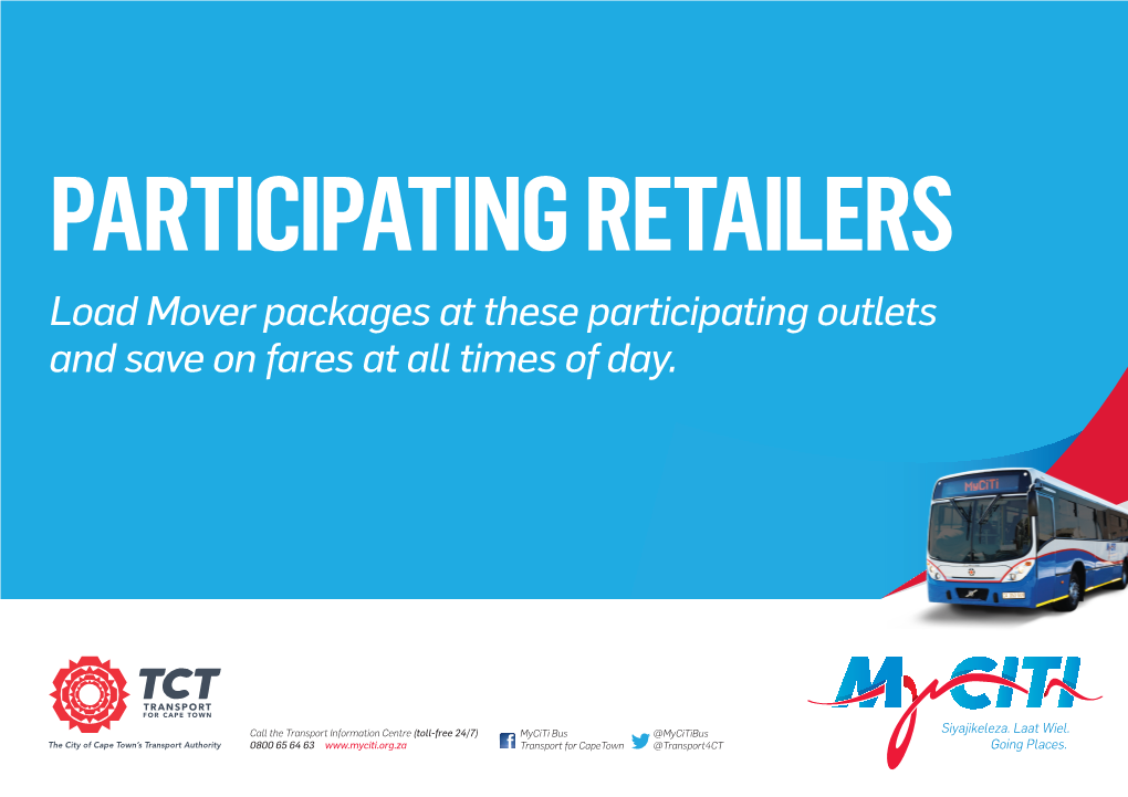Load Mover Packages at These Participating Outlets and Save on Fares at All Times of Day