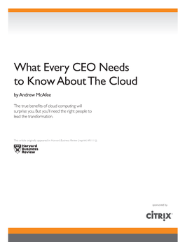 What Every CEO Needs to Know About the Cloud by Andrew Mcafee