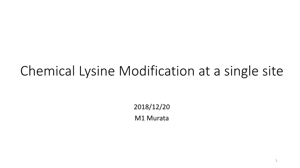 Lysine Modification at a Single Site