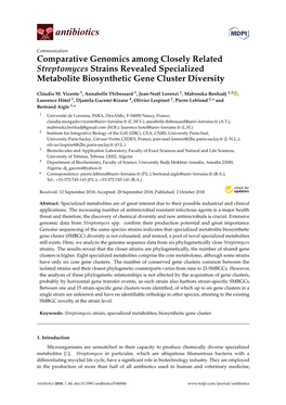 Comparative Genomics Among Closely Related Streptomyces Strains Revealed Specialized Metabolite Biosynthetic Gene Cluster Diversity
