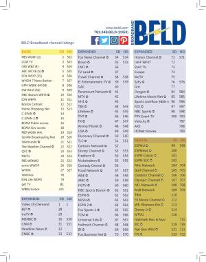 781.348.BELD (2353) BELD Broadband Channel Listings