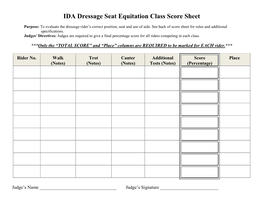 IDA Dressage Seat Equitation Class Score Sheet