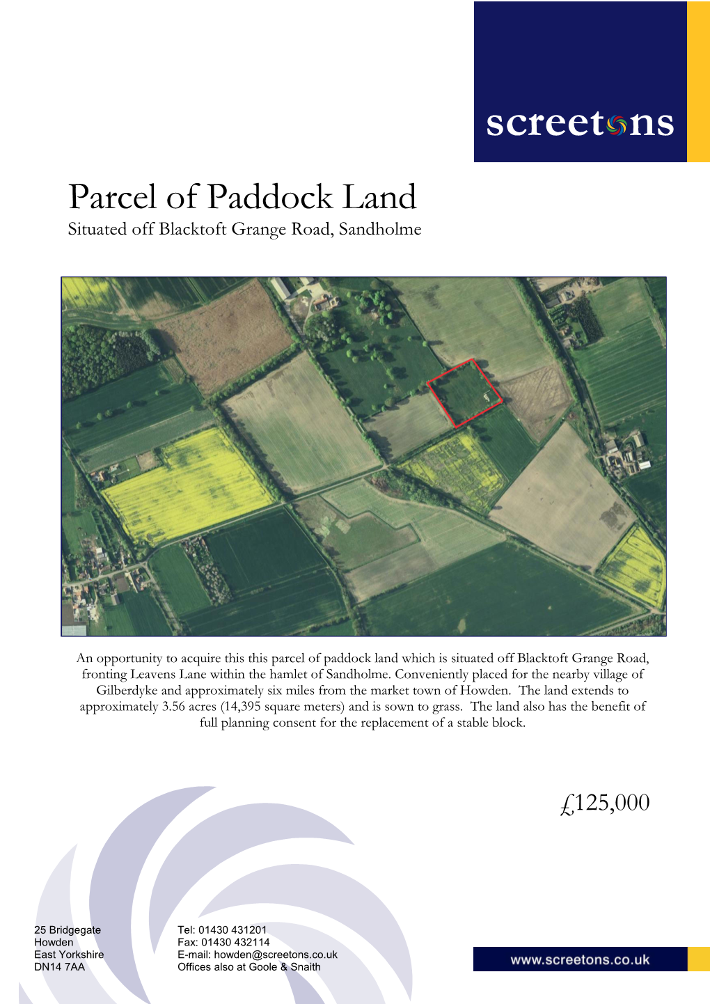 Parcel of Paddock Land Situated Off Blacktoft Grange Road, Sandholme