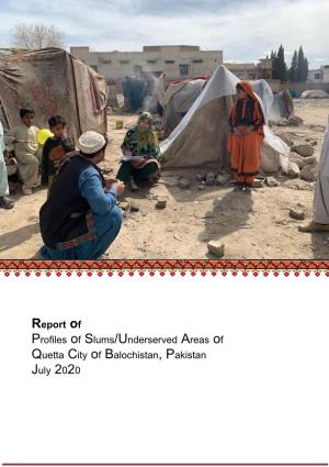 Profiles of Underserved Areas of Quetta City of Balochistan, Pakistan