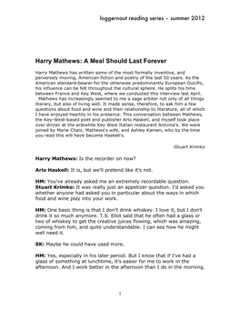 Harry Mathews Interview Final