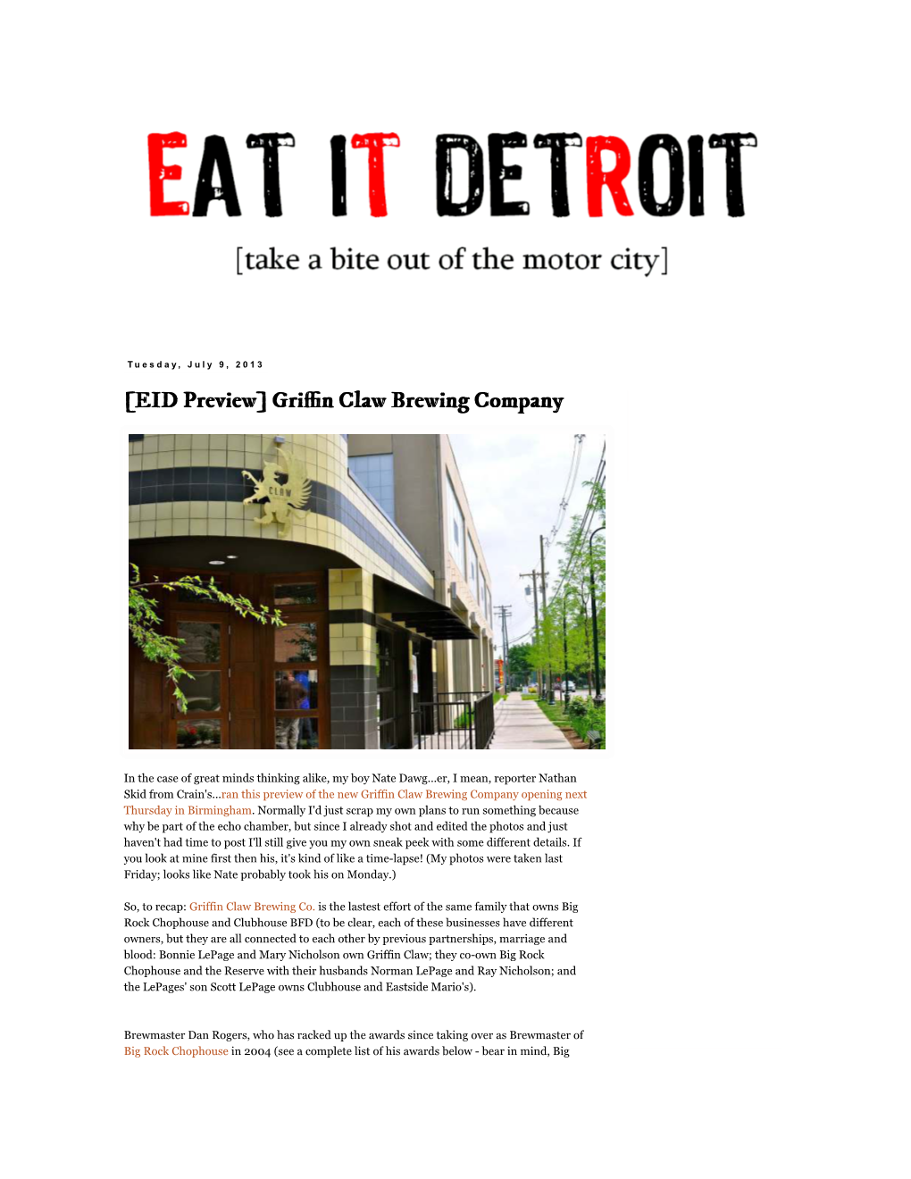 Eat It Detroit: [EID Preview] Griffin Claw Brewing Company