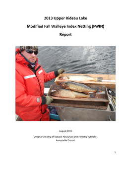 2013 Upper Rideau Lake Walleye FWIN Report Final