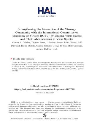 ICTV) by Linking Virus Names and Their Abbreviations to Virus Species Charles H