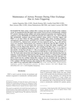 Maintenance of Airway Pressure During Filter Exchange Due to Auto-Triggering