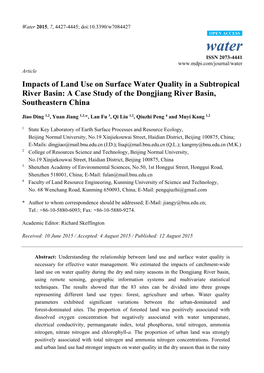Impacts of Land Use on Surface Water Quality in a Subtropical River Basin: a Case Study of the Dongjiang River Basin, Southeastern China
