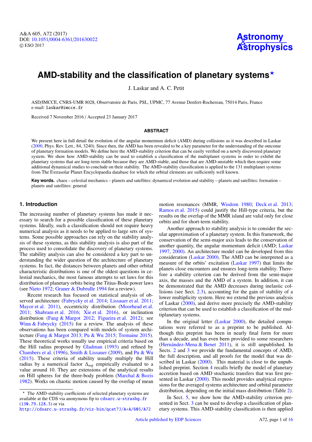 AMD-Stability and the Classification of Planetary Systems