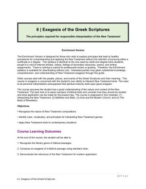 Exegesis of the Greek Scriptures
