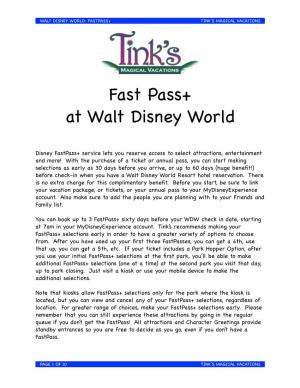 Fast Pass+ at Walt Disney World