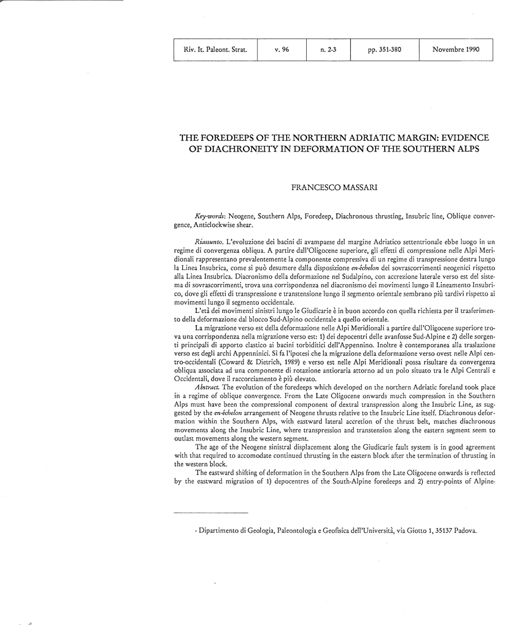 Evidence of Diachroneity in Deformation of the Southern Alps