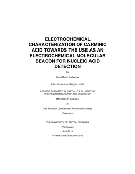 Electrochemical Characterization of Carminic Acid Towards the Use As an Electrochemical Molecular Beacon for Nucleic Acid Detection