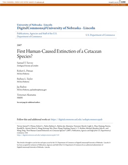 First Human-Caused Extinction of a Cetacean Species? Samuel T