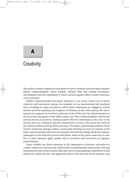A Systems Perspective on Creativity Mihaly Csikszentmihalyi