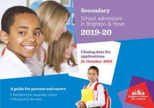 Secondary School Admissions in Brighton & Hove 2019-20