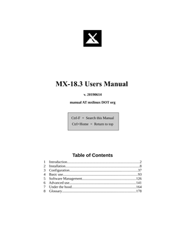 MX-18.3 Users Manual