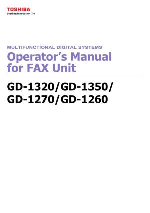 Operator's Manual for FAX Unit