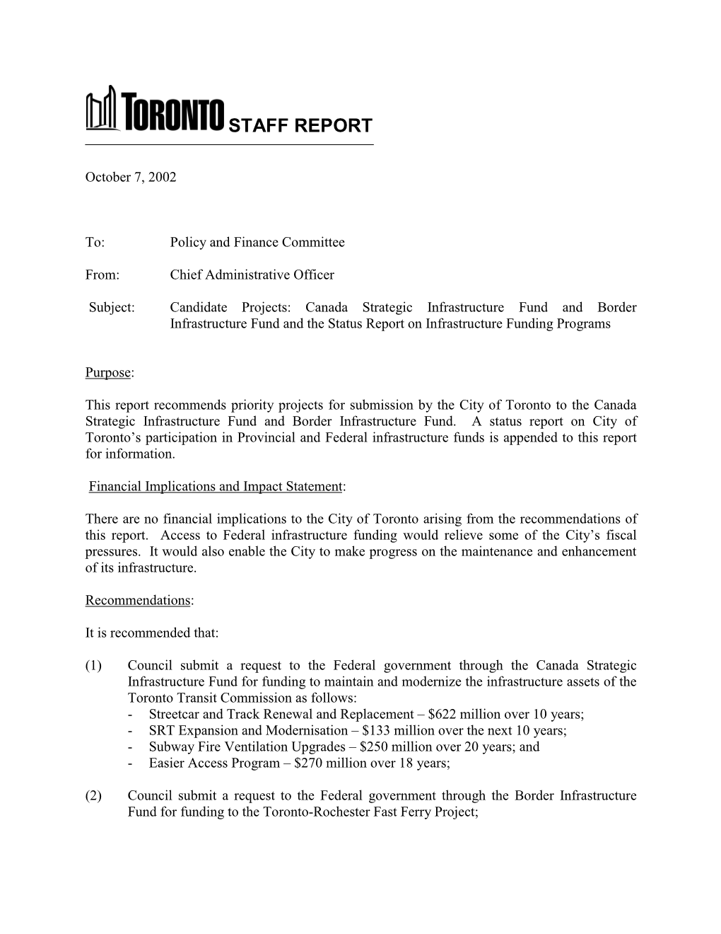 City of Toronto Customized Global Template