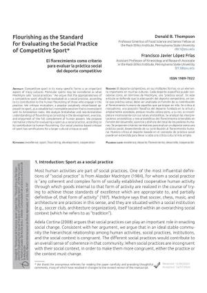 Flourishing As the Standard for Evaluating the Social Practice of Competitive Sport