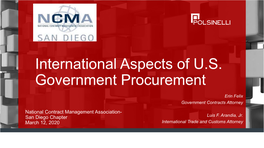 International Aspects of U.S. Government Procurement