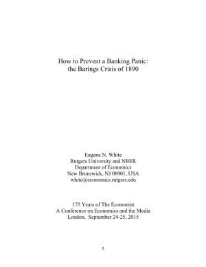 How to Prevent a Banking Panic: the Barings Crisis of 1890
