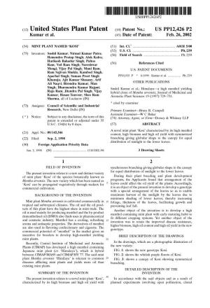 (12) United States Plant Patent (10) Patent No.: US PP12,426 P2 Kumar Et Al