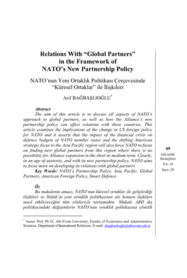 “Global Partners” in the Framework of NATO's New Partnership Policy