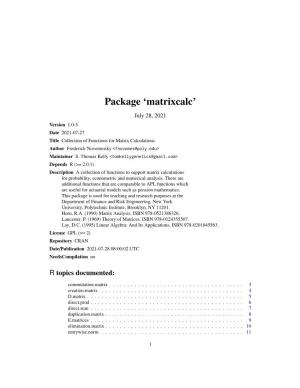 Package 'Matrixcalc'