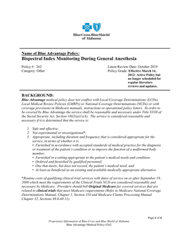 Bispectral Index Monitoring During General Anesthesia