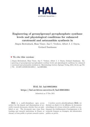 Engineering of Geranylgeranyl Pyrophosphate Synthase Levels And
