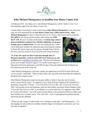 John Michael Montgomery to Headline San Mateo County Fair