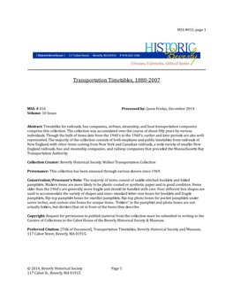 Transportation Timetables, 1880-2007