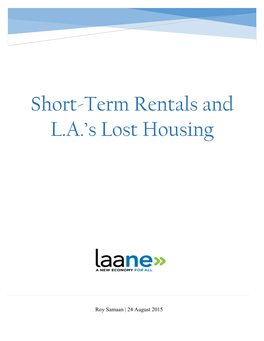 Short-Term Rentals and Los Angeles' Lost Housing