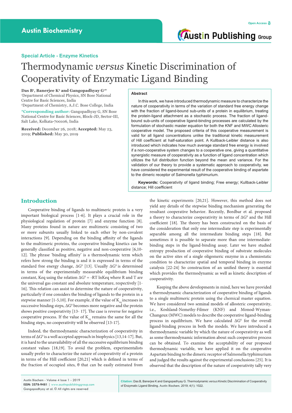 Thermodynamic Versus Kinetic Discrimination of Cooperativity of Enzymatic Ligand Binding