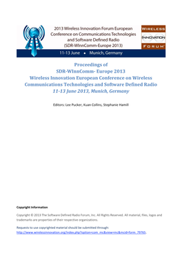 Proceedings of SDR-Winncomm- Europe 2013 Wireless Innovation