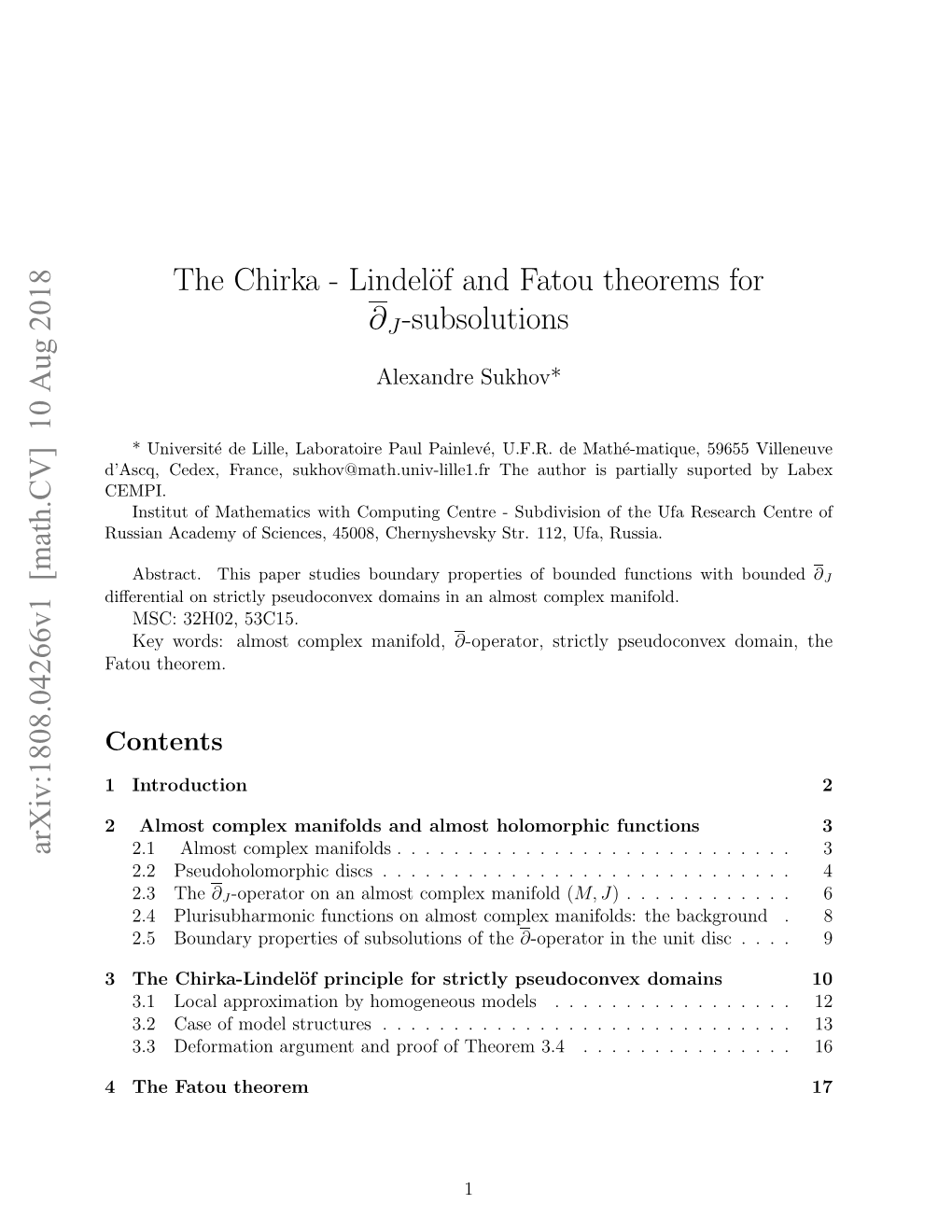 The Chirka-Lindelof and Fatou Theorems for D-Bar Subsolutions