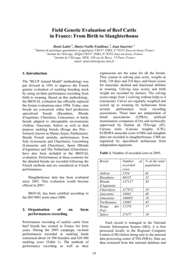 Field Genetic Evaluation of Beef Cattle in France: from Birth to Slaughterhouse