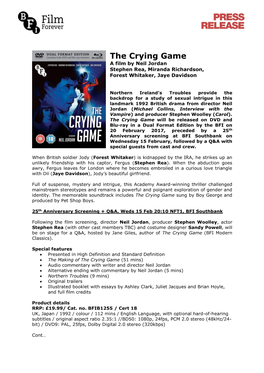 BFI Press Release: the Crying Game (Dual-Format Edition Blu-Ray/DVD)