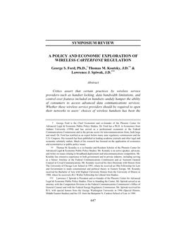 A Policy and Economic Exploration of Wireless Carterfone Regulation