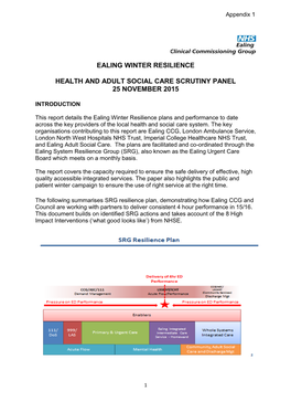 Ealing Winter Resilience Health and Adult Social Care Scrutiny Panel 25 November 2015
