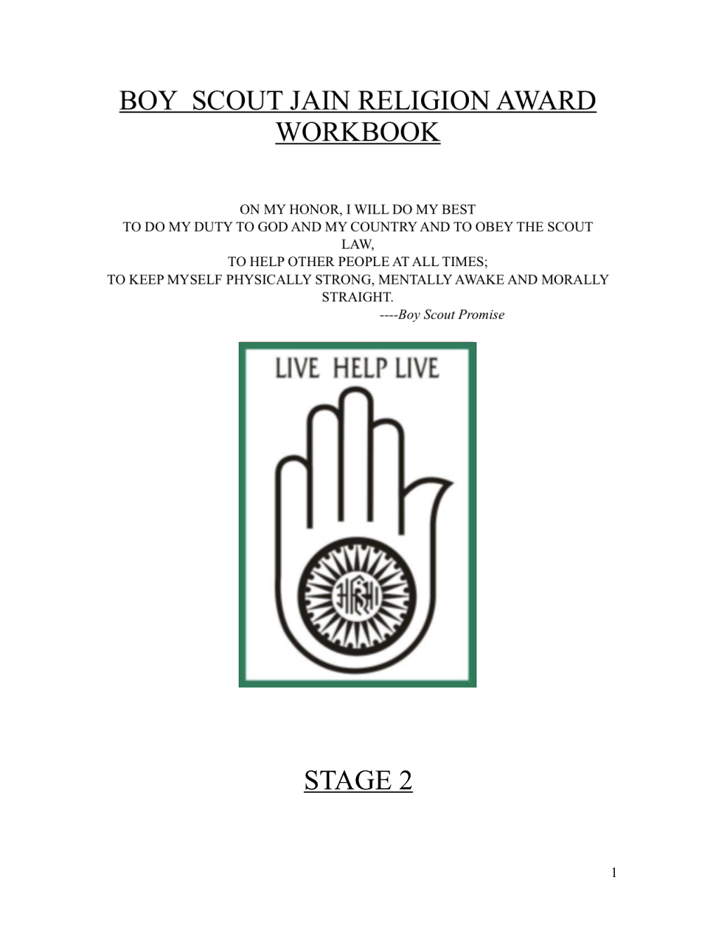 Jain Award Boy Scout Workbook Green Stage 2