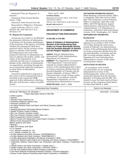 Federal Register/Vol. 73, No. 67/Monday, April 7, 2008/Notices